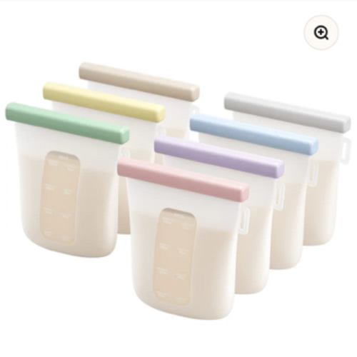 Nuliie 7 Pcs Silicone Breastmilk Storage Bags Reusable, 8oz/240ml