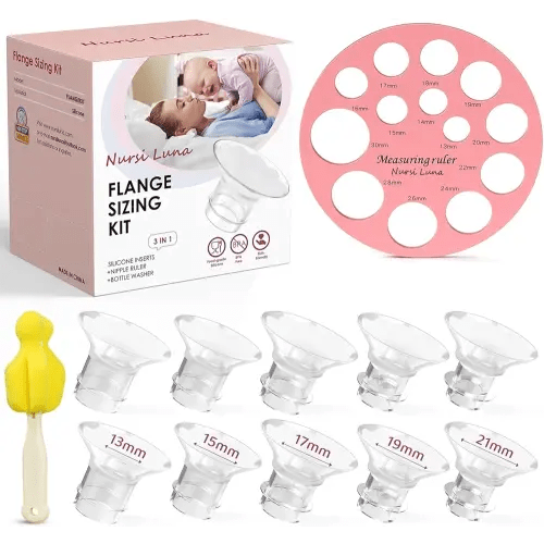Flange Inserts 10PCS 13/15/17/19/21mm for 24mm Flanges/Shield of Most Pumps, Flange Sizing Kit Silicone Flanges Insert, Breastfeeding Essentials Kit for New Moms