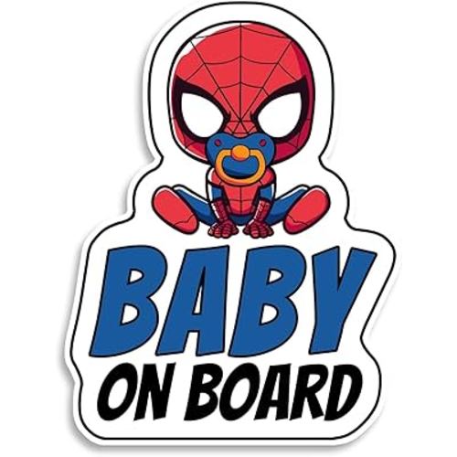 Baby on Board Signs for Car, Super-Hero, Waterproof and UV-Resistant Baby on Board Sticker, Durable Sign for Safety Awareness, Easy to Apply for Window or Bumper
