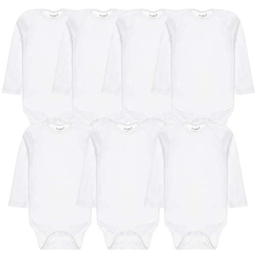 Everyday Kids 7 Pack White Long Sleeve Baby Bodysuits for Boys and Girls