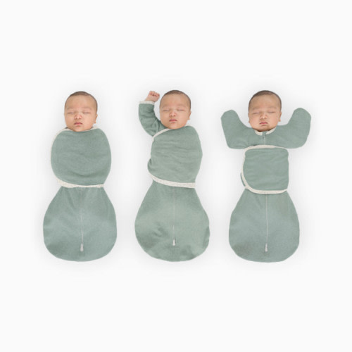 Omni Swaddle Sack with Arms Up Half-Length Sleeves and Mitten Cuffs - Heathered Jadeite