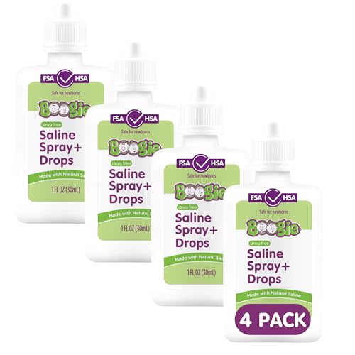 Boogie Baby Saline Nasal Spray and Drops, Allergy Relief, Nasal Spray Decongestant, FSA/HSA Eligible, Made with Natural Saline, Fresh Scent, 1 Ounce (Pack of 4)