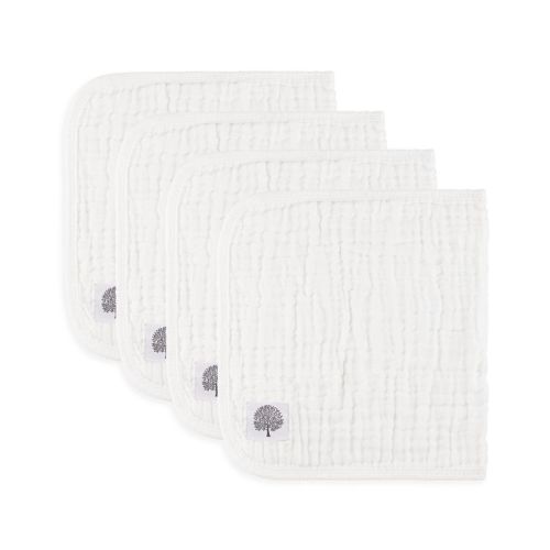 Parker Baby 4 Pack Muslin Cotton Burp Cloths - White