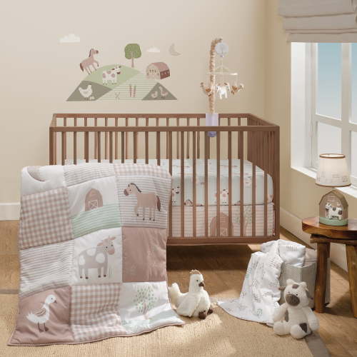 Bedtime Originals Farmyard Friends 3-Piece Infant Baby Nursery Crib Bedding Set