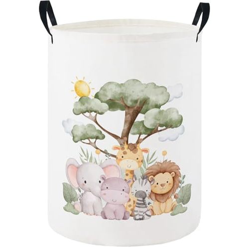 Baby Laundry Hamper Basket Baby Hamper for Nursery Boy and Girl Cute Storage Bin Organizer Boho Room Decor(Animal)