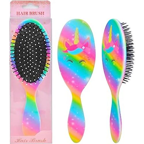 Kids Hair Brush Girls, Toddler Wet Dry Detangling Hair Brush for Curly Thick Hair Pain-Free Comb Girls Kids Women Unicorn Mermaid