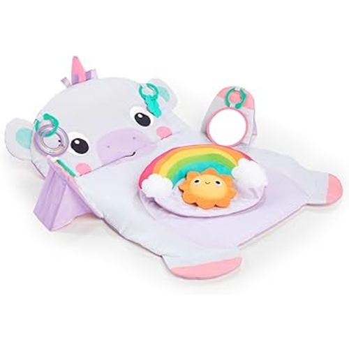 Bright Starts Tummy Time Prop & Play Baby Activity Mat with Support Pillow & Taggies - Unicorn 36 x 32.5 in., Age Newborn+
