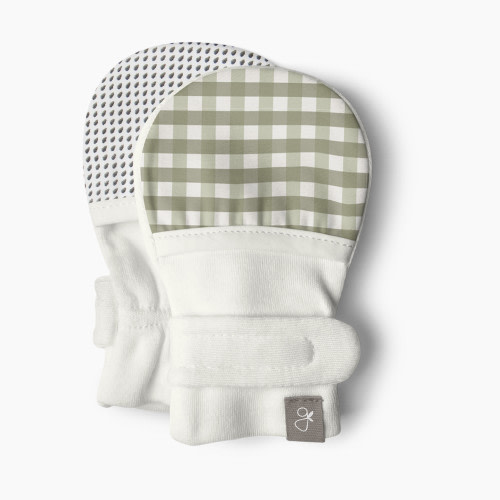 Goumi Kids In The Garden Collection Organic Cotton Stay-On Mitts - Gingham, 0-3 Months