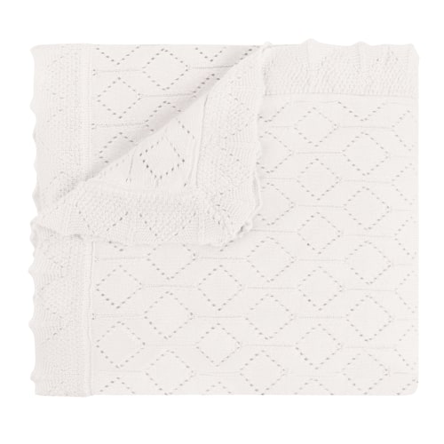 White Pointelle Knit Blanket