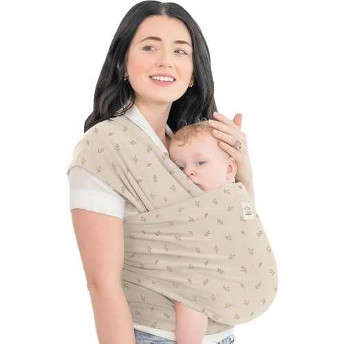 KeaBabies Baby Wrap Carrier - All in 1 Original Baby Carrier Newborn to Toddler Sling, Easy to Wear, Hands Free Bonding, Lightweight, Breathable Infant Wraps (Leafy)
