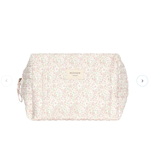 antique floral interior coated travel pouch – minnow