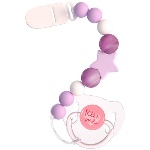 Aori Magnetic Pacifier for Reborn Baby Dolls with Pacifier Clips | Reborn Babies Accessories Set for Kids 3+, Purple