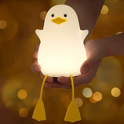Anywin Duck Night Light for Kids, Cute Benson Ducks Gifts, Squishy Touch Silicone Animal Nursery Bedside Lamp Goose Gifts, Dimmer & Rechargeable, Birthday Gifts for Boys Girls Women Teens