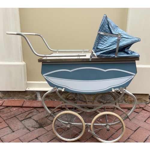 OUTSTANDING Vintage Petite Baby Stroller/Carriage Pram Baby Buggy MCM 1960'sBlue
