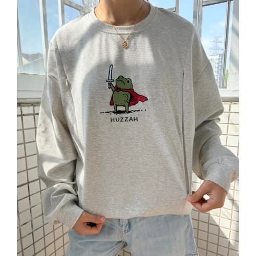 Frog with Sword Waffle Knit - Nursing Sweatshirt