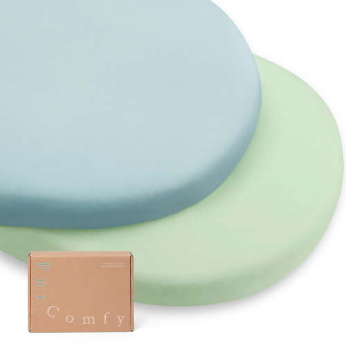 Supersoft Fitted Bassinet Sheets, Premium Bamboo Viscose Cradle Sheets, Streachy Hypoallergenic Breathable Moses Basket Oval Rectangle Pad/Mattress Universal Fit for Halo, 2-Pack (Bassinet Sheets)