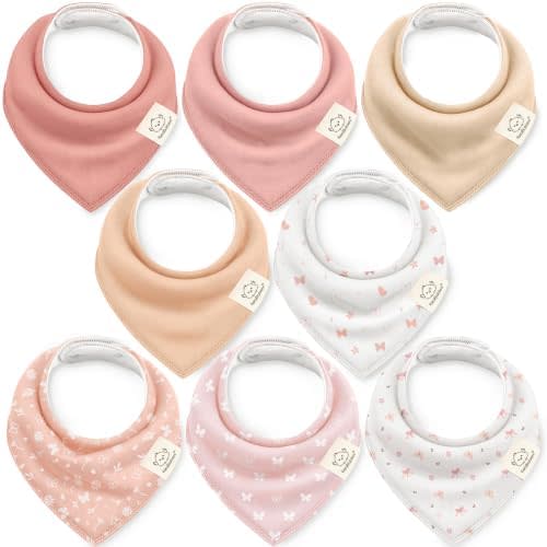KeaBabies 8pk Organic Baby Bandana Bibs for Drooling Teething, Butterflies
