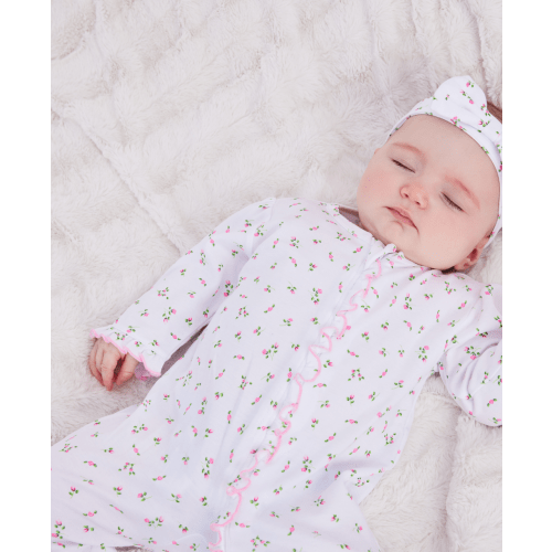 Garden Roses Ruffle Zip Footie