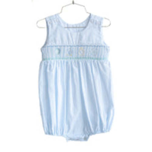Smocked Blue Seashells Bubble for Boys I Ruth and Ralph