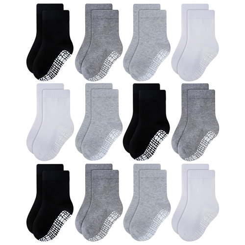 RATIVE Non Skid Anti Slip Cotton Crew Baby Babies Infant Infants Socks for Boy (0-6 Months,RU-4CL)