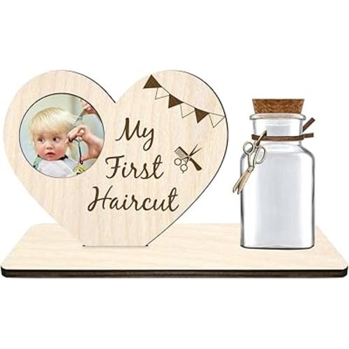 First Haircut Curl Keepsake Jar，Personalized First Curl Baby's First Lock of Hair，My First Haircut Keepsake，Custom First Haircut Photo Gift (Heart2)