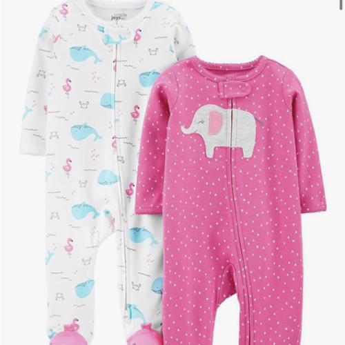 Simple Joys by Carter's Baby Girls' Cotton Footed Sleep and Play, Pack of 2