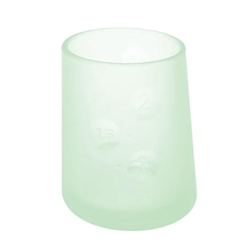 Olababy First Cup | Clear Sense 100% Silicone Infant Trainer Cup | 2oz Medicine Cup for Newborn | Non-Slip & Sloping Design for Tiny Hands & Baby Led Weaning (Mint, 1 Cup)
