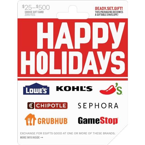 Multi-Brand Choice Cards Happy Holidays Gift Card