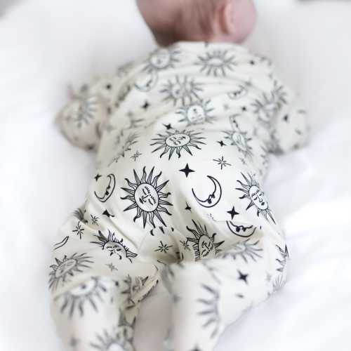 Soft Cotton Sleepsuit for Babies – Sun and Moon Design, Romper , Onesie, Gender Neutral