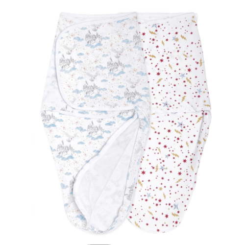 aden + anais Essentials x Harry Potter Wrap Swaddles, Cotton, Harry Potter Messenger, Unisex, Newborn, 0-3 M, 2-Pack