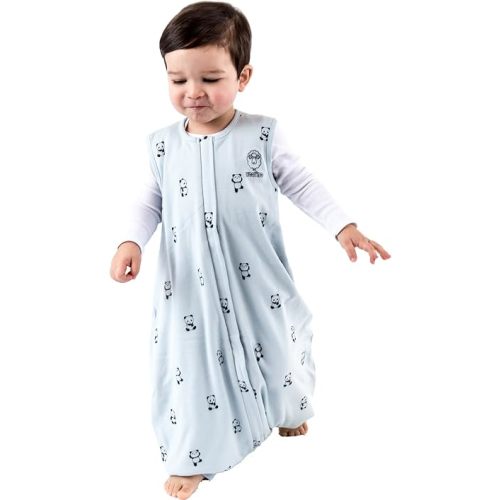 Woolino 4 Season Baby Sleep Bag with feet, Australian Merino Wool and Organic Cotton, 6-18 Months, Panda