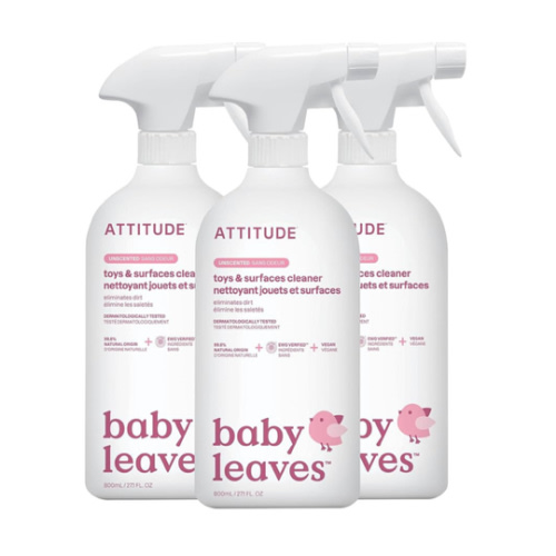 ATTITUDE Toy and Surface Cleaner, EWG Verified, Plant- and Mineral-Based, Vegan Household Products, Unscented, 27.1 Fl Oz (Pack of 3)