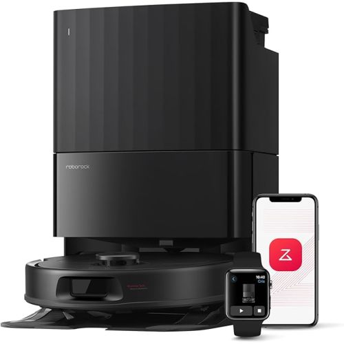 roborock Qrevo Series Robot Vacuum and Mop, Upgraded from Qrevo S | 8000Pa Suction, Anti-Tangle Brushes, Smart Obstacle Avoidance, Auto Mop Washing, All-in-One Dock, Spinning Mop, Black(QV 35A)