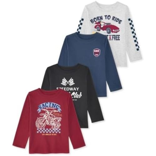 Garanimals Baby & Toddler Boy Long Sleeve T-shirt, Size 0-6 Years, 4 Pack