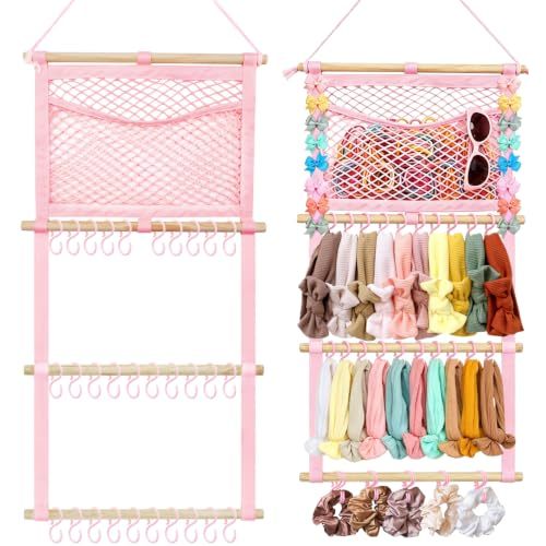 kangaroo Headband Holder Hair Bows Organizer for Baby Girls Nursery Decor | Large Capacity Headbands Holder | Wall Hanging-15"L x 30"H | Easy to Grab | Nursery Essentials | Baby's bows Organizer