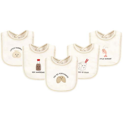 Touched by Nature Unisex Baby Organic Cotton Bibs, Fortune Cookie, One Size