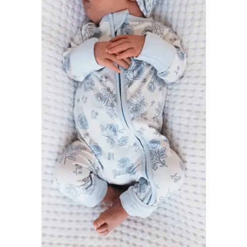 Blue Rose Garden Zipper Romper – In My Jammers