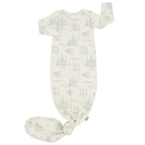 Southern Slumber Sage Toile Bamboo Knotted Gown | NB