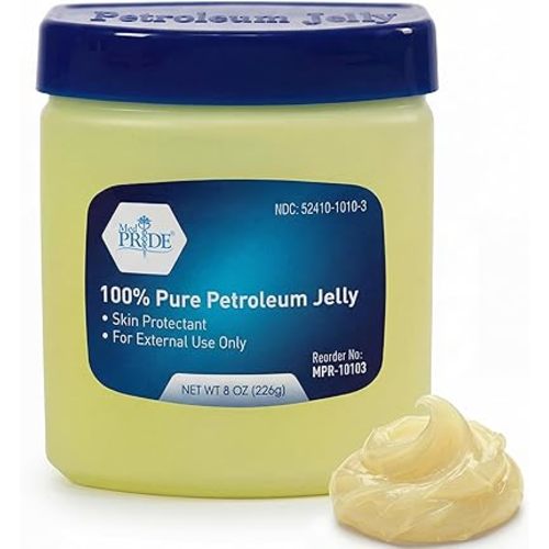 MED PRIDE 100% Pure White Petroleum Jelly – 8 oz Skin Protectant & Moisturizing Ointment for Dry Skin, Rashes, Burns, Wounds, Chapped Lips & Diaper Rash – Fragrance Free, Hypoallergenic Family Jar