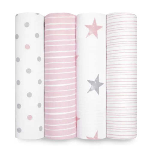 Essentials Cotton Muslin Swaddles 4 Pack | aden + anais