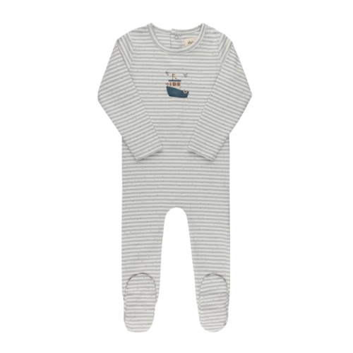 Baby Boy Footie - Blue - Nautical Stripe