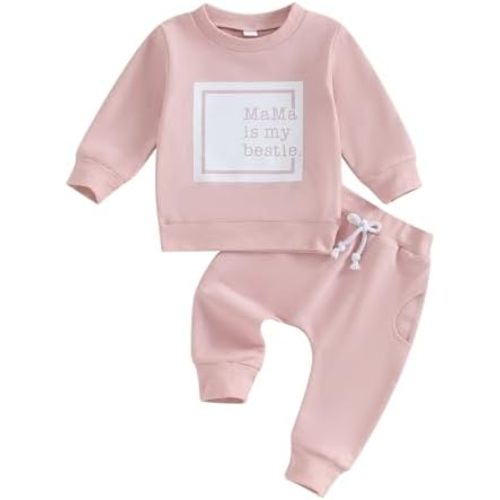 Toddler Baby Girl Clothes Long Sleeve Letter Print Sweatshirt and Stretch Jogger Pants Newborn Fall Winter Outfit