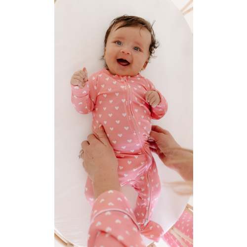 Infant Romper in Pink Hearts