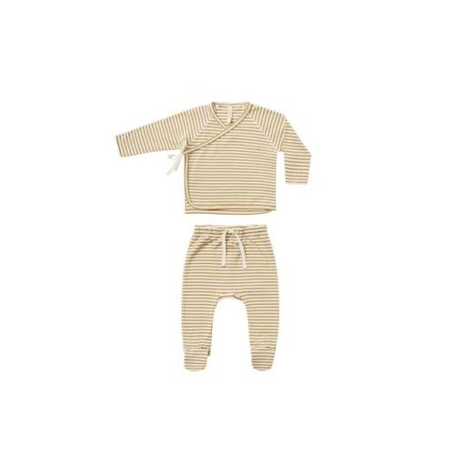Quincy Mae Gold Stripe Kimono Top + Footed Pant Set – Panda and Cub