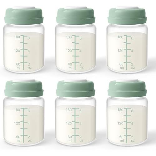 Milk Storage Bottles 6 oz, Compatible with Spectra Pump & Momcozy Cooler