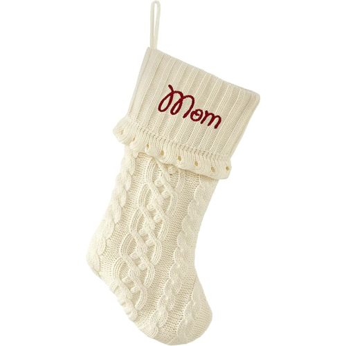 Let's Make Memories Personalized Solid Knit Christmas Stocking – Custom Family Stockings - Keepsake Holiday Décor - White Design - Embroidered Customize Name up to 12 Letters- 8.5"x18"