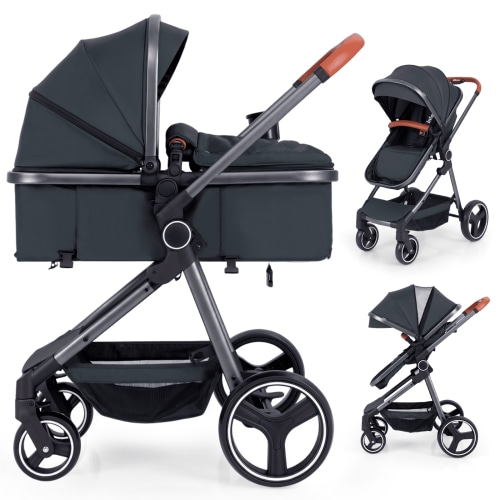 INFANS, Baby Stroller, 2 in 1 High Landscape Convertible, Black