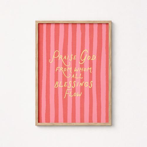 Christian Doxology Wall Art: Colorful Striped Bible Verse Poster, Christian Dorm Room Decor