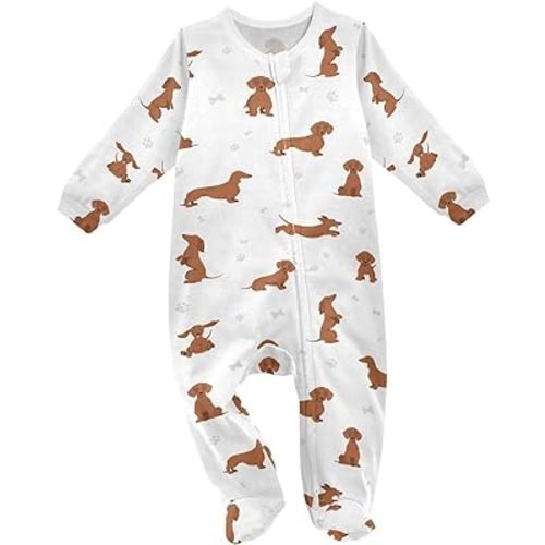 vvfelixl Exercises Doberman Dog Baby Sleepers For Girl Boys Newborn Baby Play One-Piece Footies For 0-24 Months White