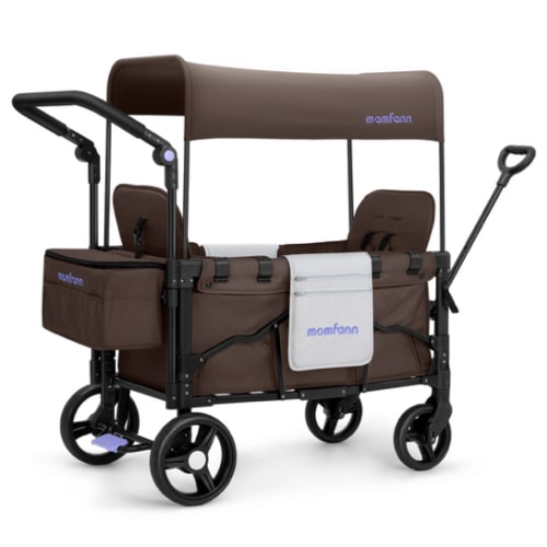 Momfann Stroller Wagon for Kids – 2-Seater All-Terrain Baby Wagon (Brown)